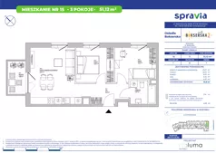 3 pokoje, mieszkanie 51,12 m², piętro 1, oferta nr B1/15, Osiedle Bokserska 2, Warszawa, Ursynów, Wyczółki, ul. Bokserska 73A