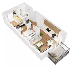 3 pokoje, mieszkanie 51,12 m², piętro 1, oferta nr B1/15, Osiedle Bokserska 2, Warszawa, Ursynów, Wyczółki, ul. Bokserska 73A