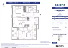 3 pokoje, mieszkanie 48,17 m², piętro 1, oferta nr 51D/5, Osiedle Centralnie!, Kraków, Czyżyny, Łęg, ul. Centralna 51D, 51E