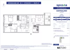3 pokoje, mieszkanie 59,81 m², piętro 2, oferta nr 51D/20, Osiedle Centralnie!, Kraków, Czyżyny, Łęg, ul. Centralna 51D, 51E