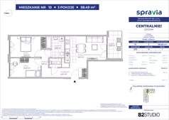 3 pokoje, mieszkanie 58,49 m², piętro 1, oferta nr 51D/10, Osiedle Centralnie!, Kraków, Czyżyny, Łęg, ul. Centralna 51D, 51E