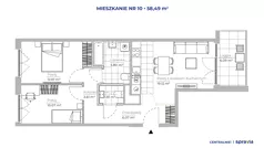 3 pokoje, mieszkanie 58,49 m², piętro 1, oferta nr 51D/10, Osiedle Centralnie!, Kraków, Czyżyny, Łęg, ul. Centralna 51D, 51E