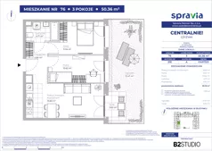 3 pokoje, mieszkanie 50,36 m², parter, oferta nr 51E/76, Osiedle Centralnie!, Kraków, Czyżyny, Łęg, ul. Centralna 51D, 51E