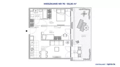 3 pokoje, mieszkanie 50,36 m², parter, oferta nr 51E/76, Osiedle Centralnie!, Kraków, Czyżyny, Łęg, ul. Centralna 51D, 51E