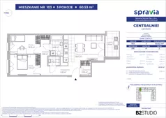 3 pokoje, mieszkanie 60,53 m², piętro 2, oferta nr 51E/103, Osiedle Centralnie!, Kraków, Czyżyny, Łęg, ul. Centralna 51D, 51E