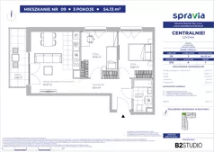 3 pokoje, mieszkanie 54,13 m², piętro 1, oferta nr 51D/9, Osiedle Centralnie!, Kraków, Czyżyny, Łęg, ul. Centralna 51D, 51E