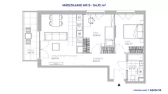 3 pokoje, mieszkanie 54,13 m², piętro 1, oferta nr 51D/9, Osiedle Centralnie!, Kraków, Czyżyny, Łęg, ul. Centralna 51D, 51E