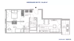 3 pokoje, mieszkanie 54,48 m², piętro 1, oferta nr 51E/173, Osiedle Centralnie!, Kraków, Czyżyny, Łęg, ul. Centralna 51D, 51E