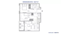 3 pokoje, mieszkanie 48,17 m², piętro 1, oferta nr 51D/6, Osiedle Centralnie!, Kraków, Czyżyny, Łęg, ul. Centralna 51D, 51E