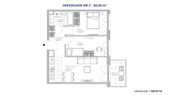 3 pokoje, mieszkanie 50,36 m², piętro 1, oferta nr 51D/2, Osiedle Centralnie!, Kraków, Czyżyny, Łęg, ul. Centralna 51D, 51E