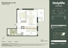 3 pokoje, mieszkanie 51,57 m², piętro 1, oferta nr B9/43, Apartamenty Onlylife, Warszawa, Wilanów, Powsin, ul. Łukasze Drewny / Potukały