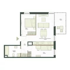 3 pokoje, mieszkanie 51,57 m², piętro 1, oferta nr B9/43, Apartamenty Onlylife, Warszawa, Wilanów, Powsin, ul. Łukasze Drewny / Potukały