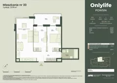 3 pokoje, mieszkanie 55,90 m², piętro 1, oferta nr B8/33, Apartamenty Onlylife, Warszawa, Wilanów, Powsin, ul. Łukasze Drewny / Potukały