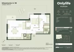 3 pokoje, mieszkanie 60,65 m², parter, oferta nr B8/26, Apartamenty Onlylife, Warszawa, Wilanów, Powsin, ul. Łukasze Drewny / Potukały