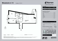 3 pokoje, mieszkanie 74,47 m², piętro 1, oferta nr 0/13, Norren, Gdynia, Śródmieście, Śródmieście, ul. Żeromskiego 14