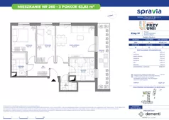 3 pokoje, mieszkanie 63,82 m², piętro 7, oferta nr 1/260, Przy Unii IV, Poznań, Żegrze, ul. Wagrowska