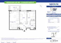 3 pokoje, mieszkanie 50,92 m², piętro 5, oferta nr 1/289, Przy Unii IV, Poznań, Żegrze, ul. Wagrowska