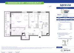 3 pokoje, mieszkanie 63,70 m², piętro 1, oferta nr 1/207, Przy Unii IV, Poznań, Żegrze, ul. Wagrowska