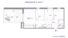 4 pokoje, mieszkanie 67,51 m², piętro 6, oferta nr B1/77, Architektów, Wrocław, Żerniki, Al. Architektów 22-30