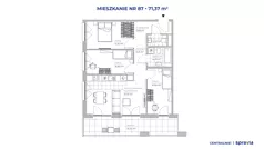 4 pokoje, mieszkanie 71,37 m², piętro 1, oferta nr 51E/87, Osiedle Centralnie!, Kraków, Czyżyny, Łęg, ul. Centralna 51D, 51E