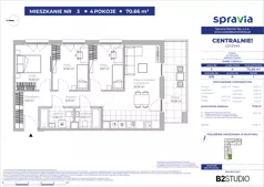 4 pokoje, mieszkanie 70,66 m², piętro 1, oferta nr 51D/3, Osiedle Centralnie!, Kraków, Czyżyny, Łęg, ul. Centralna 51D, 51E