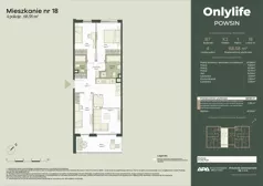 4 pokoje, mieszkanie 68,58 m², piętro 1, oferta nr B7/18, Apartamenty Onlylife, Warszawa, Wilanów, Powsin, ul. Łukasza Drewny/Potułkały
