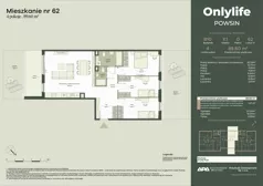 4 pokoje, mieszkanie 89,60 m², parter, oferta nr B10/62, Apartamenty Onlylife, Warszawa, Wilanów, Powsin, ul. Łukasza Drewny/Potułkały