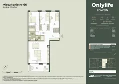 4 pokoje, mieszkanie 89,60 m², piętro 1, oferta nr B10/66, Apartamenty Onlylife, Warszawa, Wilanów, Powsin, ul. Łukasza Drewny/Potułkały