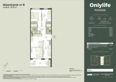 4 pokoje, mieszkanie 68,58 m², piętro 1, oferta nr B7/8, Apartamenty Onlylife, Warszawa, Wilanów, Powsin, ul. Łukasza Drewny/Potułkały