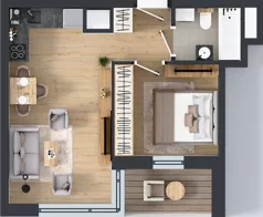 2 pokoje, apartament 35,92 m², piętro 2, oferta nr A1/10, Zaspa Wysoko, Gdańsk, Zaspa, Zaspa-Młyniec, aleja Jana Pawła II