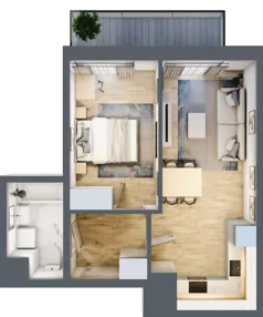 2 pokoje, mieszkanie 38,66 m², piętro 8, oferta nr B/120, 64 Dmowskiego, Poznań, Św. Łazarz, Łazarz, ul. R. Dmowskiego