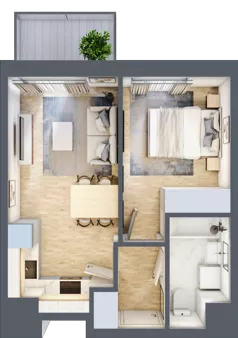 2 pokoje, mieszkanie 32,05 m², piętro 8, oferta nr B/123, 64 Dmowskiego, Poznań, Św. Łazarz, Łazarz, ul. R. Dmowskiego