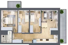 4 pokoje, mieszkanie 63,08 m², piętro 8, oferta nr B/125, 64 Dmowskiego, Poznań, Św. Łazarz, Łazarz, ul. R. Dmowskiego