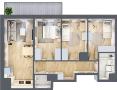 4 pokoje, mieszkanie 67,23 m², piętro 10, oferta nr B/135, 64 Dmowskiego, Poznań, Św. Łazarz, Łazarz, ul. R. Dmowskiego