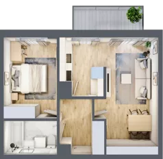 2 pokoje, mieszkanie 44,44 m², piętro 3, oferta nr 2/85, Osiedle Prystora, Warszawa, Ursus, Skorosze, ul. Prystora