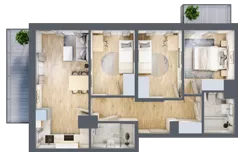 4 pokoje, mieszkanie 63,94 m², piętro 5, oferta nr 19A/54, Przy Unii, Poznań, Żegrze, ul. Wagrowska 19 i 19A