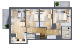 4 pokoje, mieszkanie 63,81 m², piętro 8, oferta nr 19A/84, Przy Unii, Poznań, Żegrze, ul. Wagrowska 19 i 19A