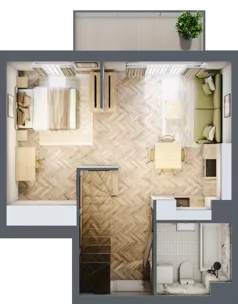 1 pokój, mieszkanie 58,12 m², piętro 2, oferta nr E/13, Aalto, Gdańsk, Wrzeszcz, ul. Ogrodowa