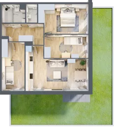 4 pokoje, mieszkanie 69,45 m², parter, oferta nr B1/1, Onelife Powsin, Warszawa, Wilanów, Powsin, ul. Łukasza Drewny