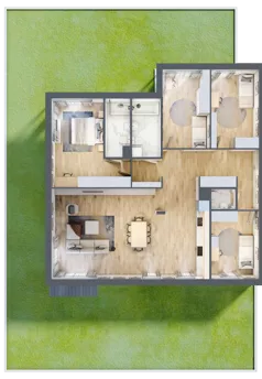 5 pokoi, mieszkanie 124,36 m², parter, oferta nr B1/3, Onelife Powsin, Warszawa, Wilanów, Powsin, ul. Łukasza Drewny