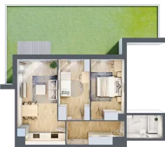 3 pokoje, mieszkanie 52,58 m², parter, oferta nr B1/4, Onelife Powsin, Warszawa, Wilanów, Powsin, ul. Łukasza Drewny