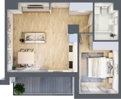 2 pokoje, mieszkanie 41,52 m², piętro 2, oferta nr B1/13, Onelife Powsin, Warszawa, Wilanów, Powsin, ul. Łukasza Drewny