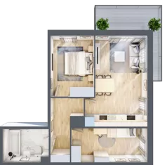 3 pokoje, mieszkanie 51,52 m², piętro 1, oferta nr B2/19, Onelife Powsin, Warszawa, Wilanów, Powsin, ul. Łukasza Drewny
