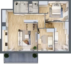 4 pokoje, mieszkanie 84,05 m², piętro 1, oferta nr B2/20, Onelife Powsin, Warszawa, Wilanów, Powsin, ul. Łukasza Drewny