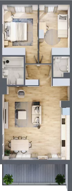 3 pokoje, mieszkanie 66,30 m², piętro 1, oferta nr B2/21, Onelife Powsin, Warszawa, Wilanów, Powsin, ul. Łukasza Drewny