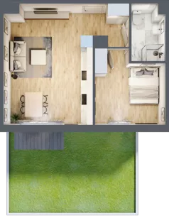2 pokoje, mieszkanie 45,27 m², parter, oferta nr B4/51, Onelife Powsin, Warszawa, Wilanów, Powsin, ul. Łukasza Drewny