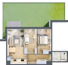 3 pokoje, apartament 52,58 m², parter, oferta nr B4/53, Onelife Powsin, Warszawa, Wilanów, Powsin, ul. Łukasza Drewny