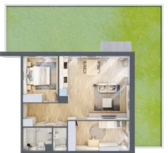 3 pokoje, mieszkanie 62,13 m², parter, oferta nr B4/54, Onelife Powsin, Warszawa, Wilanów, Powsin, ul. Łukasza Drewny