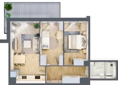 3 pokoje, mieszkanie 52,58 m², piętro 1, oferta nr B4/59, Onelife Powsin, Warszawa, Wilanów, Powsin, ul. Łukasza Drewny