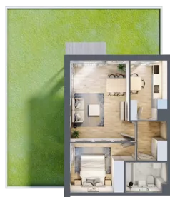 2 pokoje, apartament 44,39 m², parter, oferta nr B5/68, Onelife Powsin, Warszawa, Wilanów, Powsin, ul. Łukasza Drewny